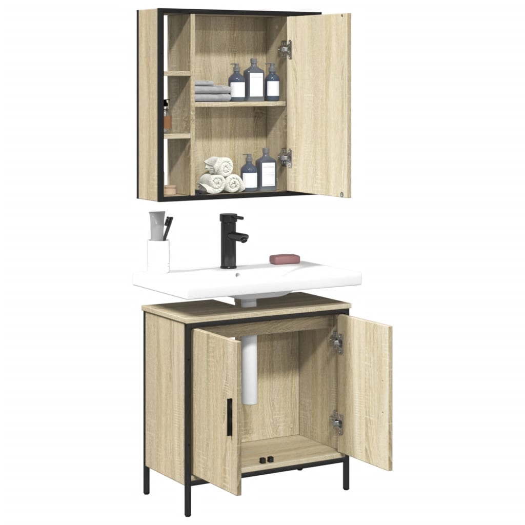 2 Piece Bathroom Furniture Set Engineered Wood