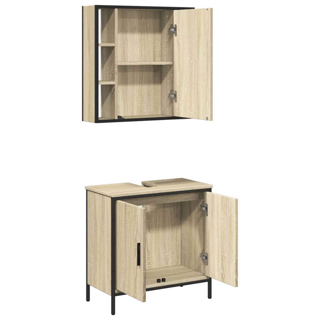 2 Piece Bathroom Furniture Set Engineered Wood