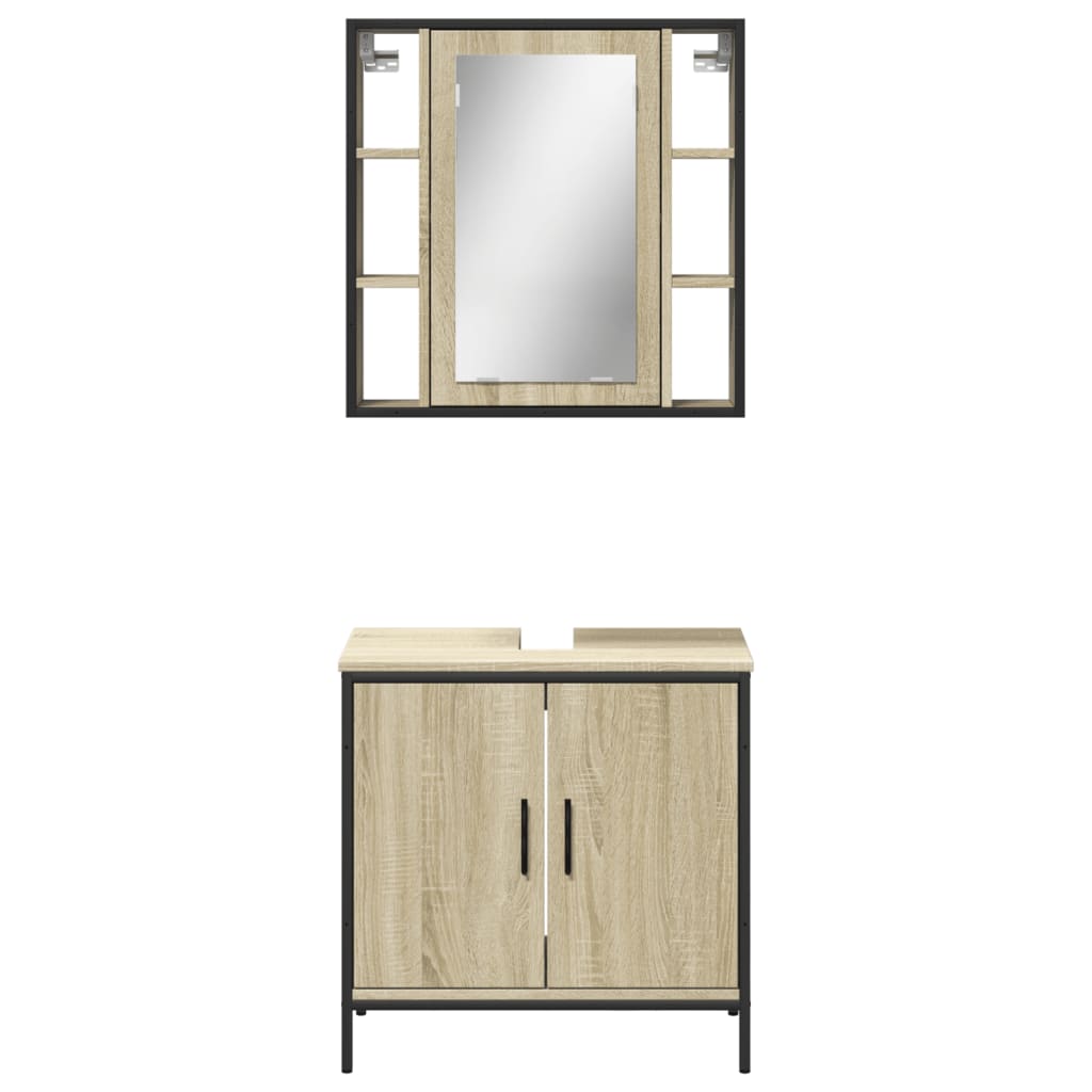 2 Piece Bathroom Furniture Set Engineered Wood