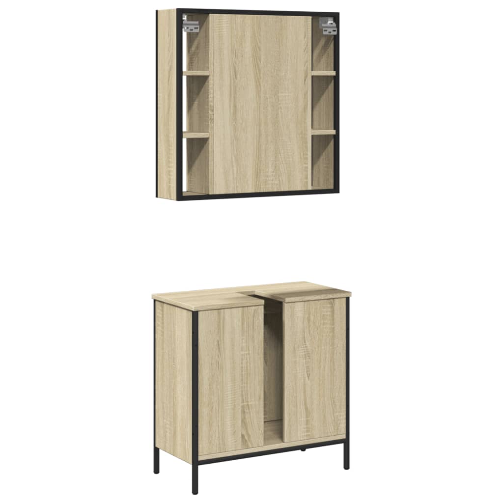 2 Piece Bathroom Furniture Set Engineered Wood