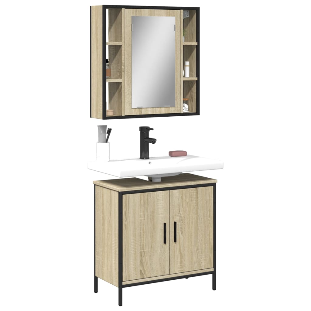 2 Piece Bathroom Furniture Set Engineered Wood