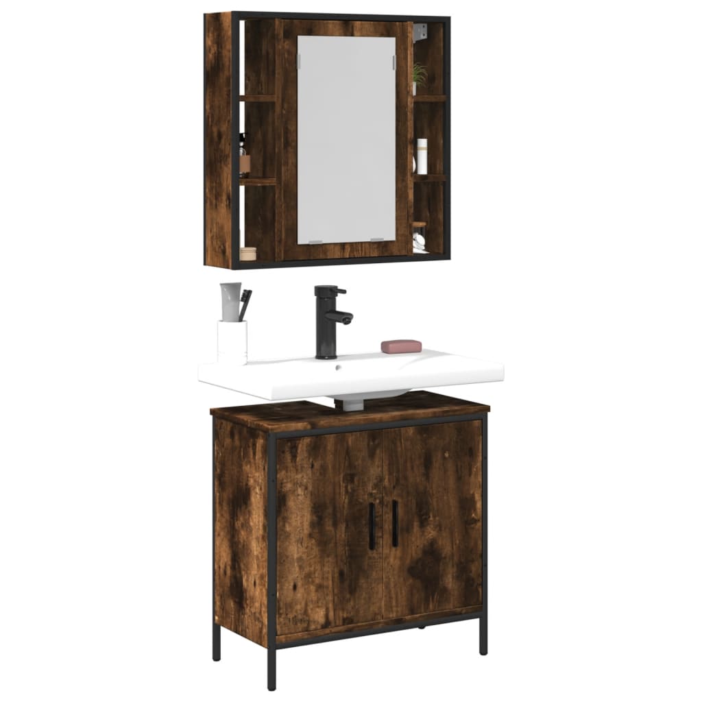 2 Piece Bathroom Furniture Set Engineered Wood