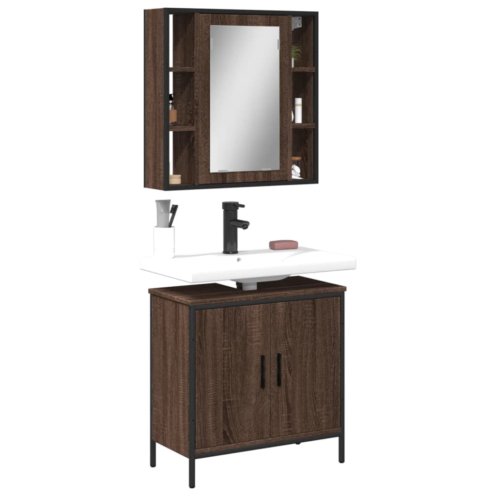 2 Piece Bathroom Furniture Set Engineered Wood