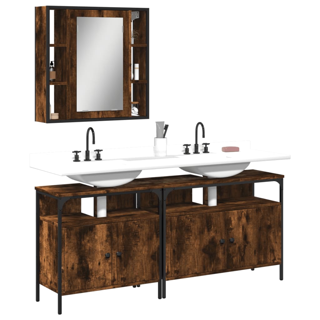 3 Piece Bathroom Cabinet Set Engineered Wood