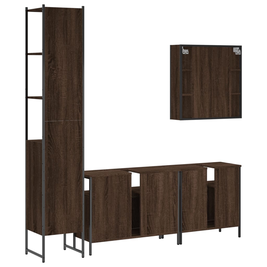 4 Piece Bathroom Cabinet Set Engineered Wood