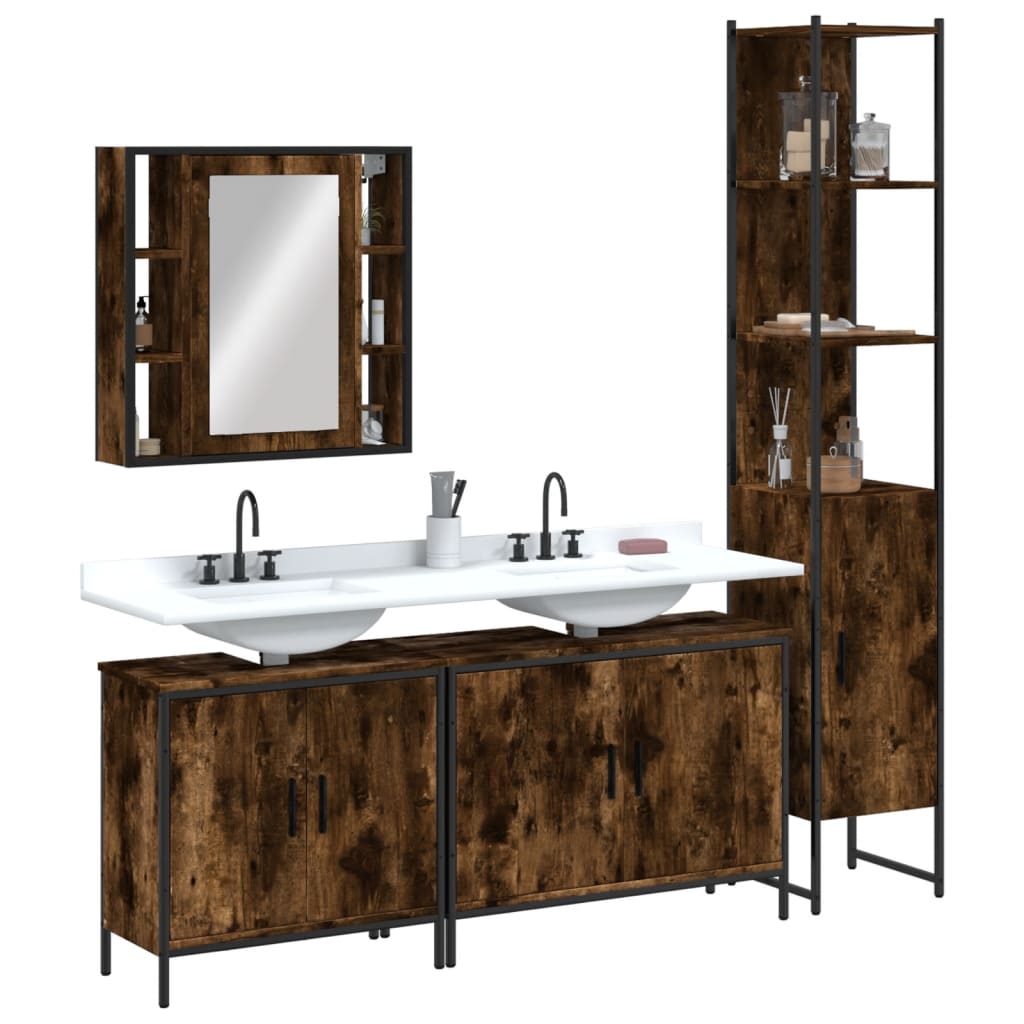 4 Piece Bathroom Cabinet Set Engineered Wood