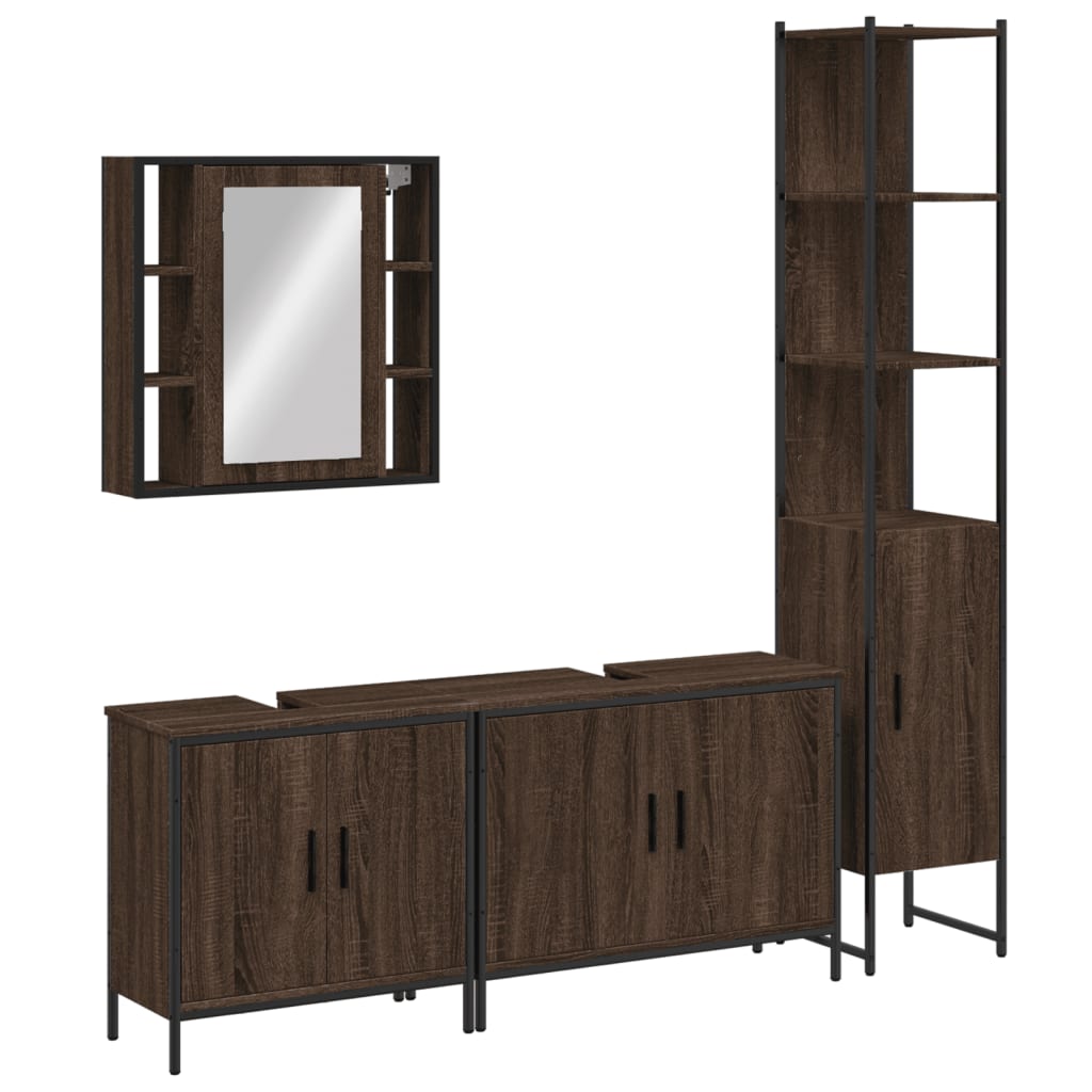 4 Piece Bathroom Cabinet Set Engineered Wood