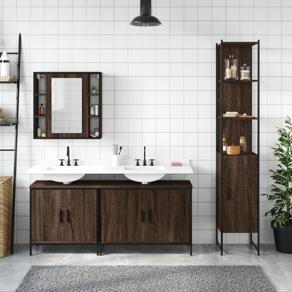 4 Piece Bathroom Cabinet Set Engineered Wood