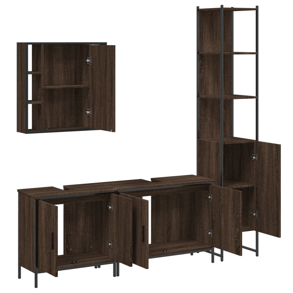 4 Piece Bathroom Cabinet Set Engineered Wood