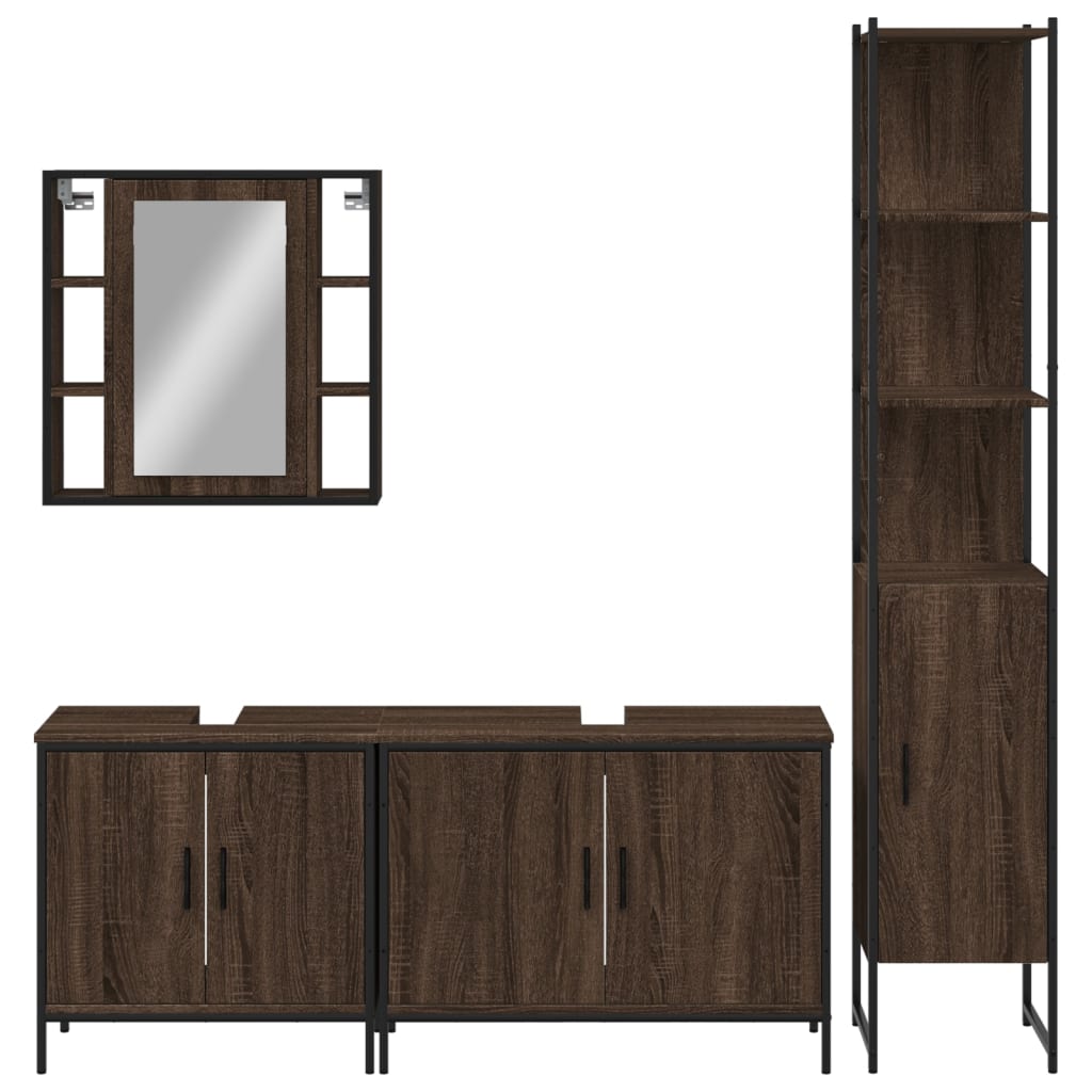 4 Piece Bathroom Cabinet Set Engineered Wood