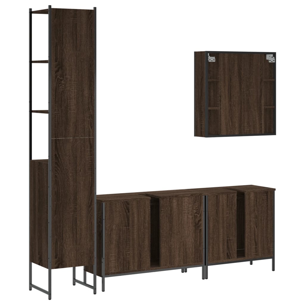 4 Piece Bathroom Cabinet Set Engineered Wood