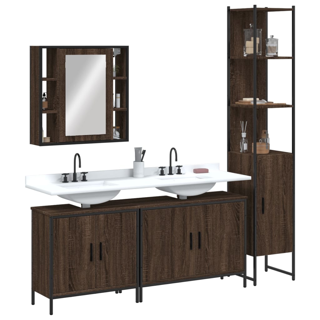4 Piece Bathroom Cabinet Set Engineered Wood