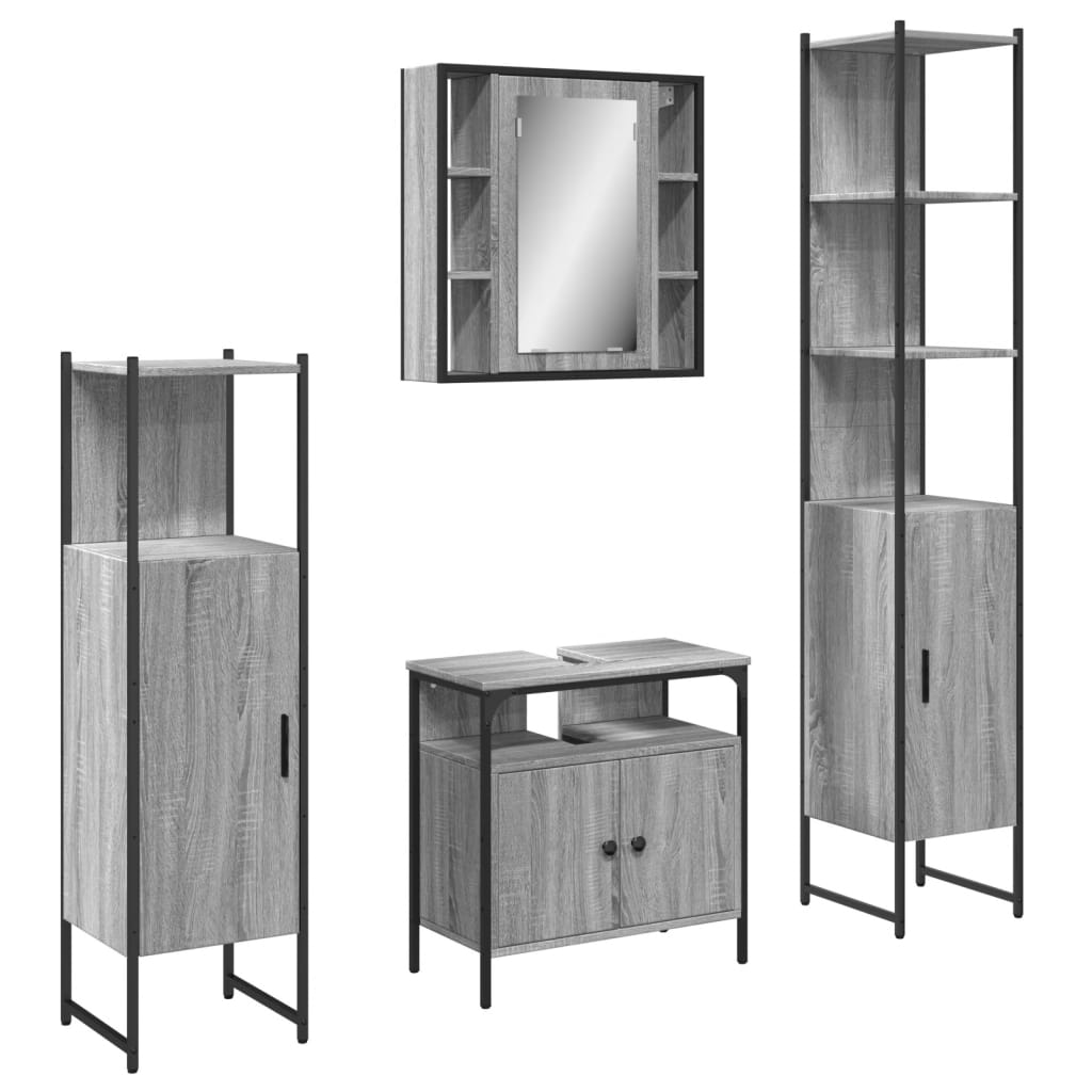 4 Piece Bathroom Cabinet Set Engineered Wood