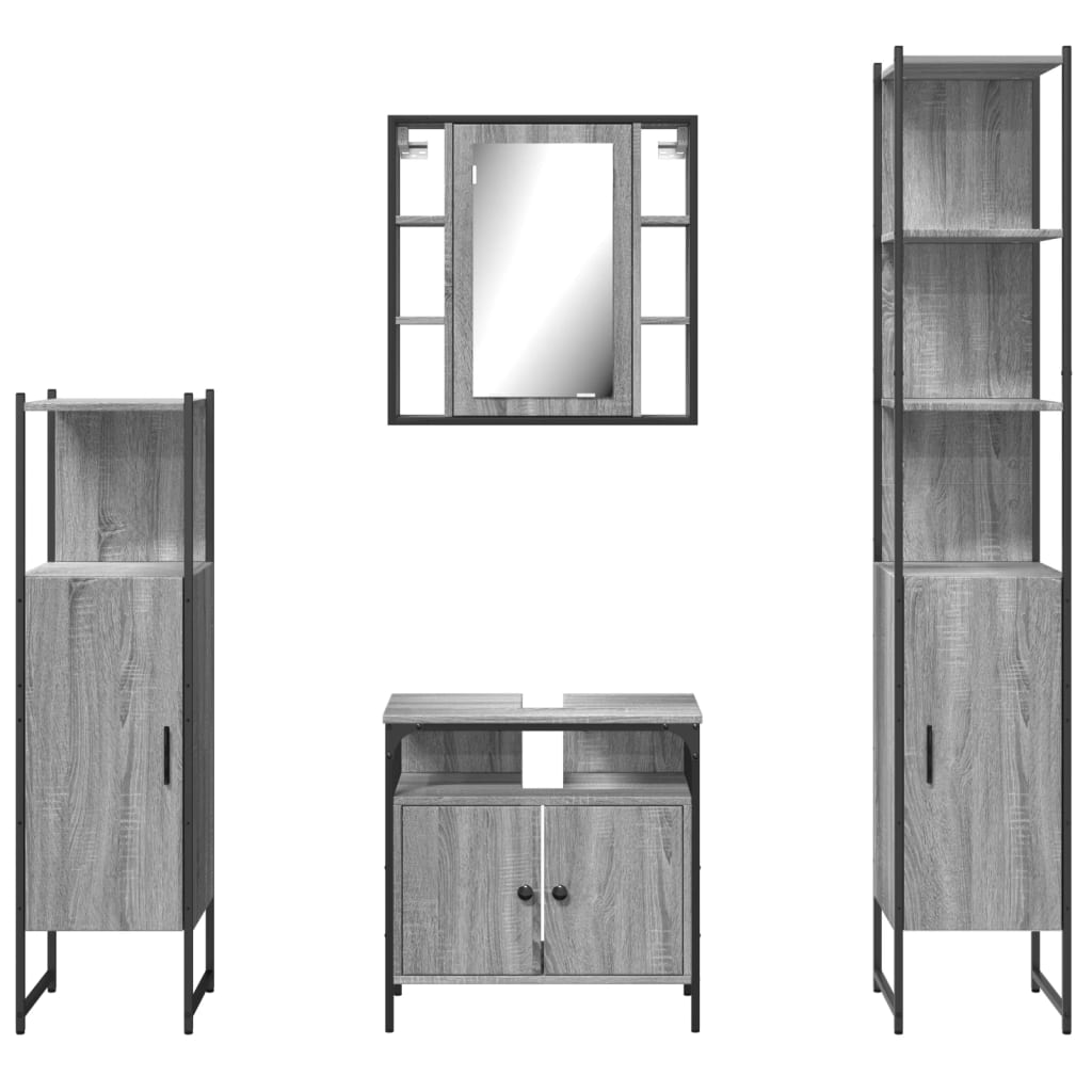 4 Piece Bathroom Cabinet Set Engineered Wood