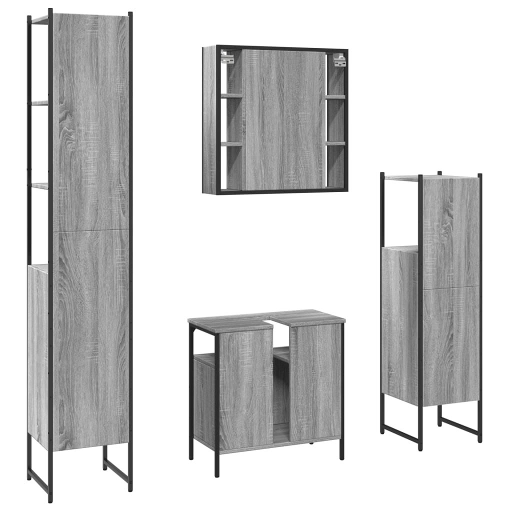 4 Piece Bathroom Cabinet Set Engineered Wood