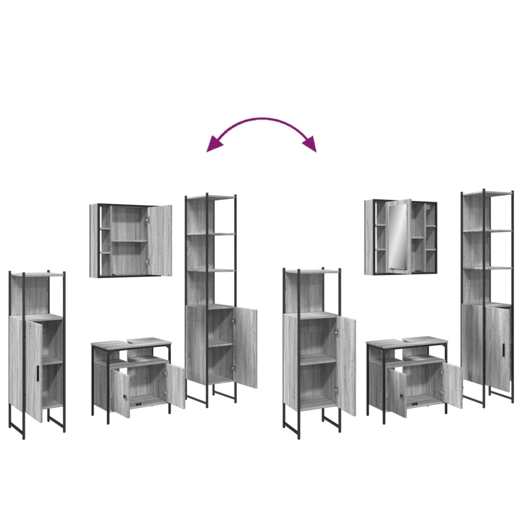 4 Piece Bathroom Cabinet Set Engineered Wood