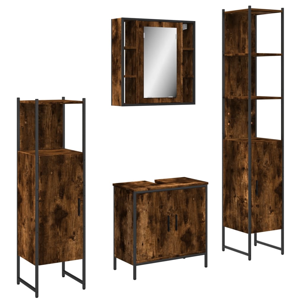 4 Piece Bathroom Cabinet Set Engineered Wood