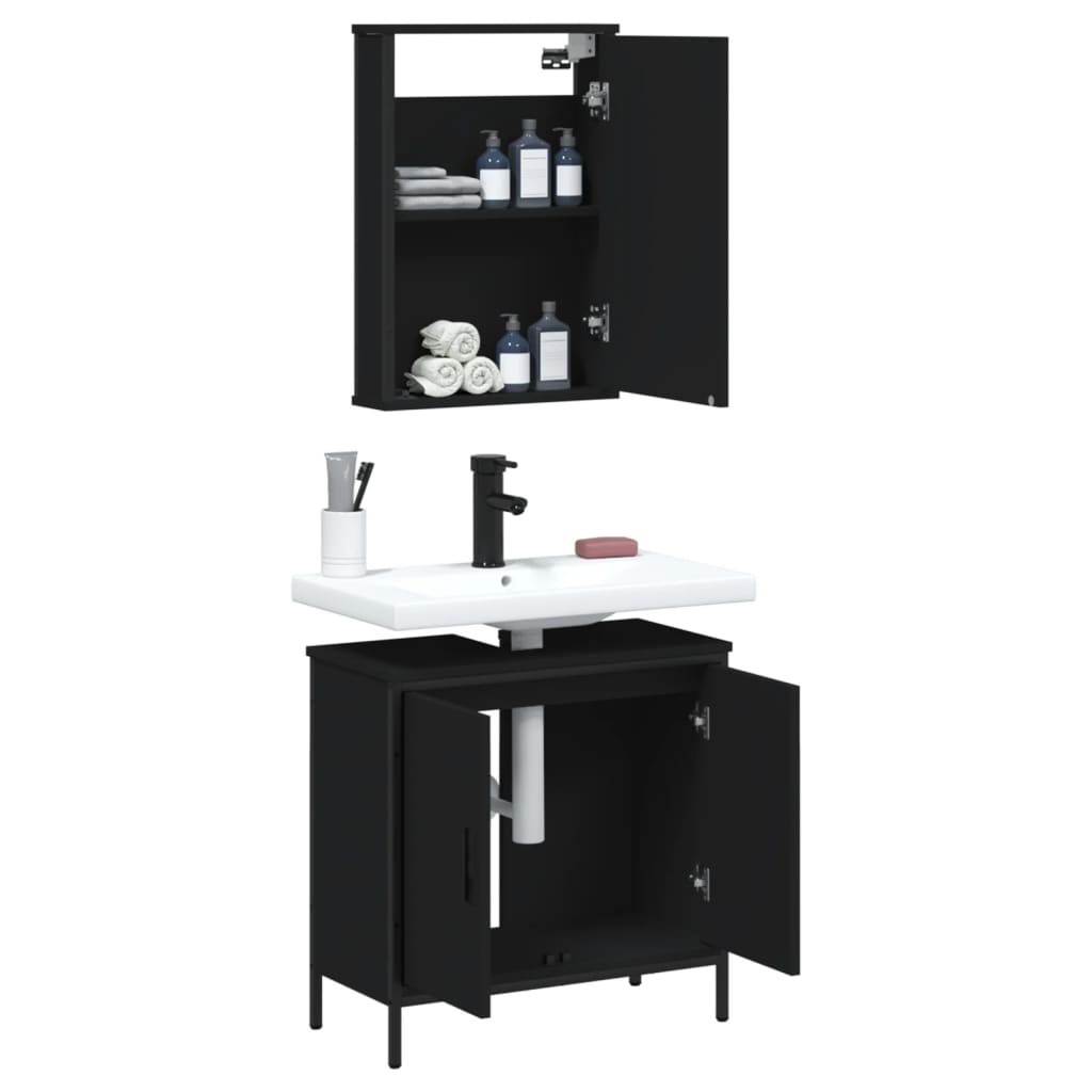 2 Piece Bathroom Furniture Set Engineered Wood