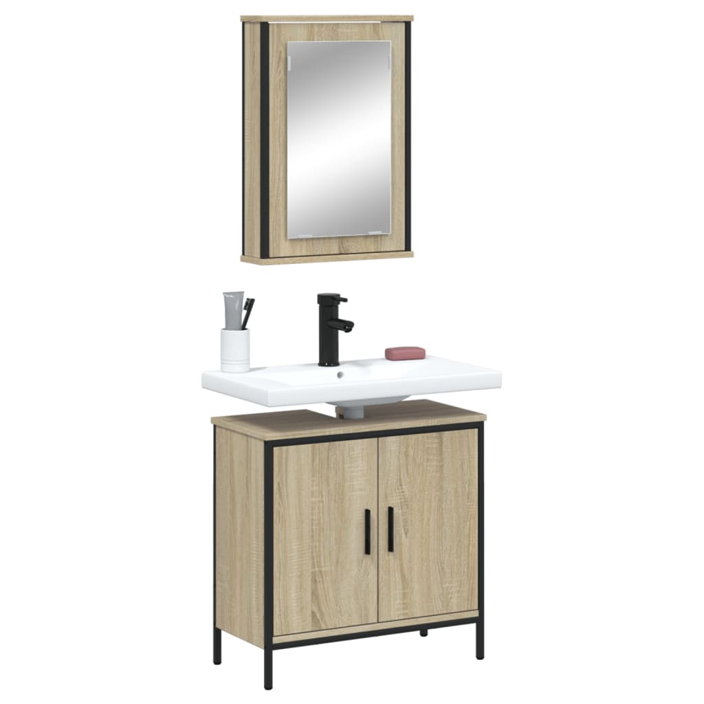 2 Piece Bathroom Furniture Set Engineered Wood