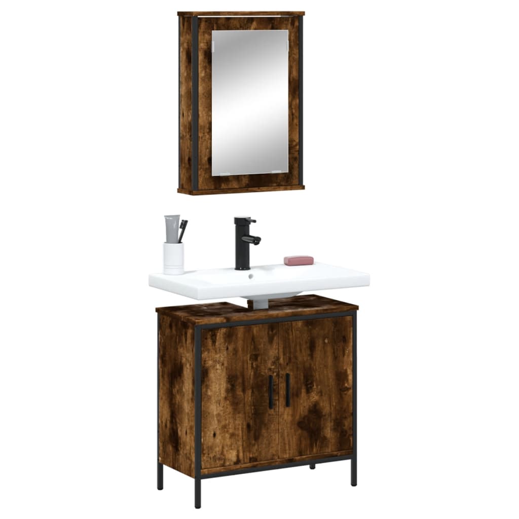 2 Piece Bathroom Furniture Set Engineered Wood