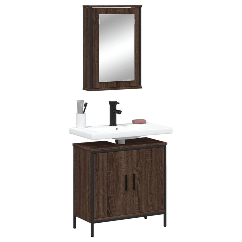 2 Piece Bathroom Furniture Set Engineered Wood