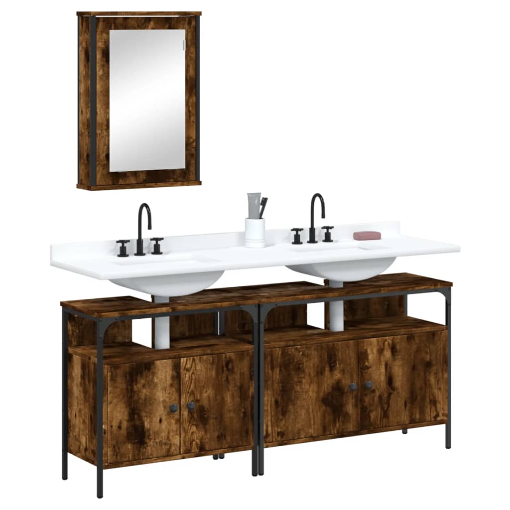 3 Piece Bathroom Furniture Set Engineered Wood