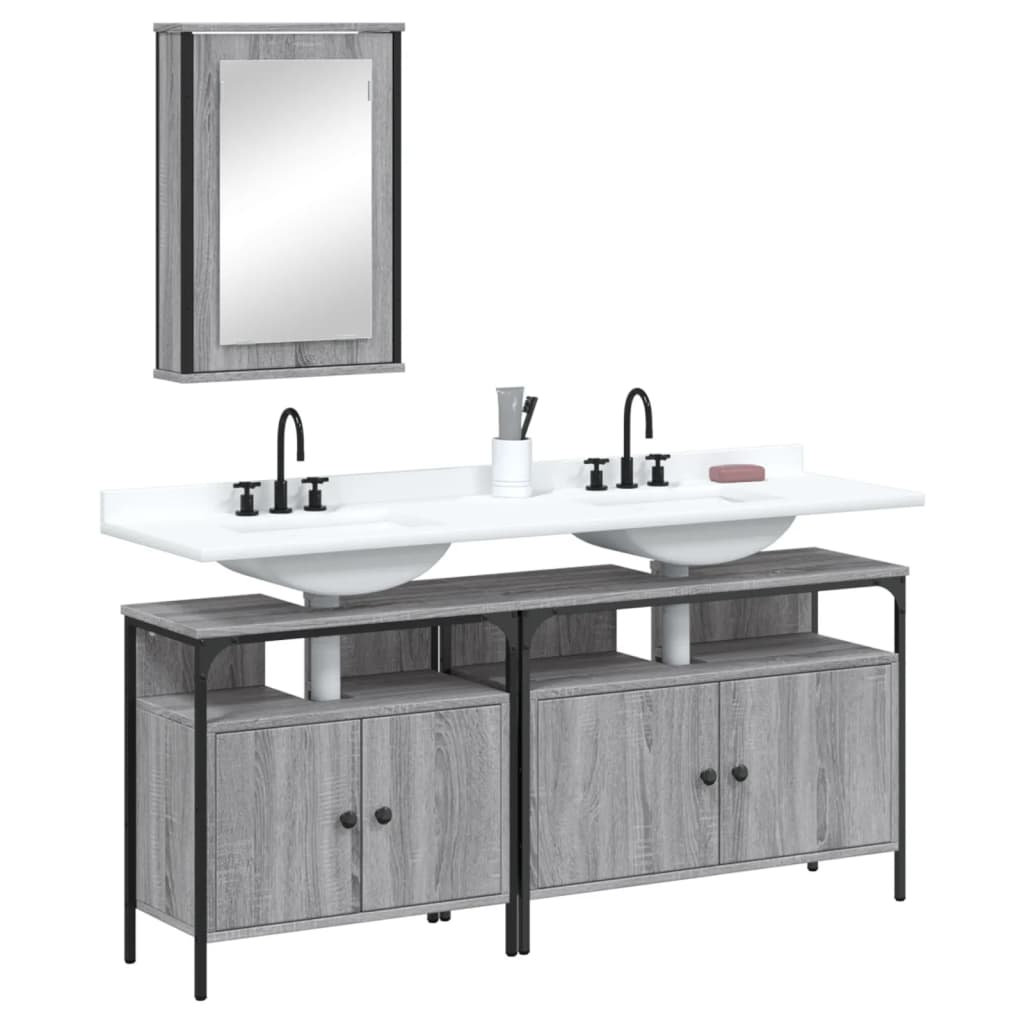 3 Piece Bathroom Furniture Set Engineered Wood