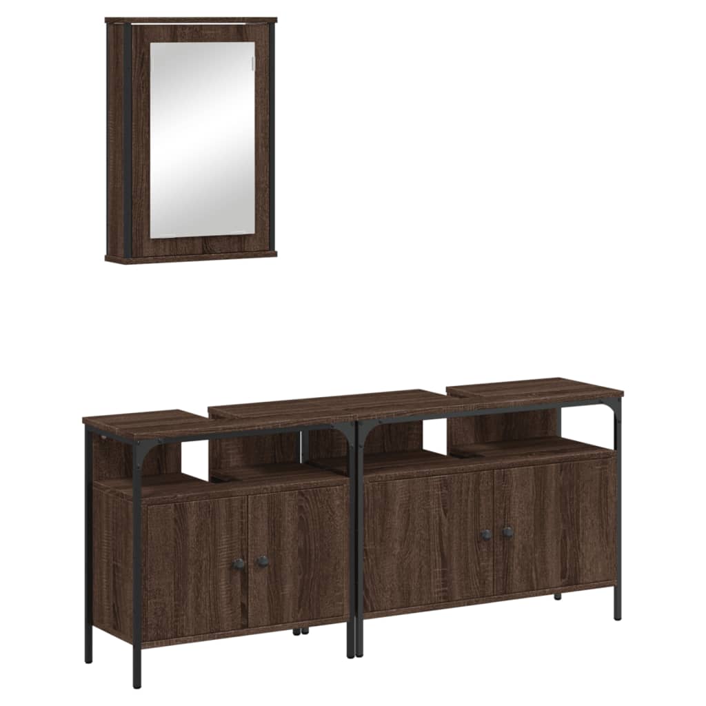 3 Piece Bathroom Furniture Set Engineered Wood