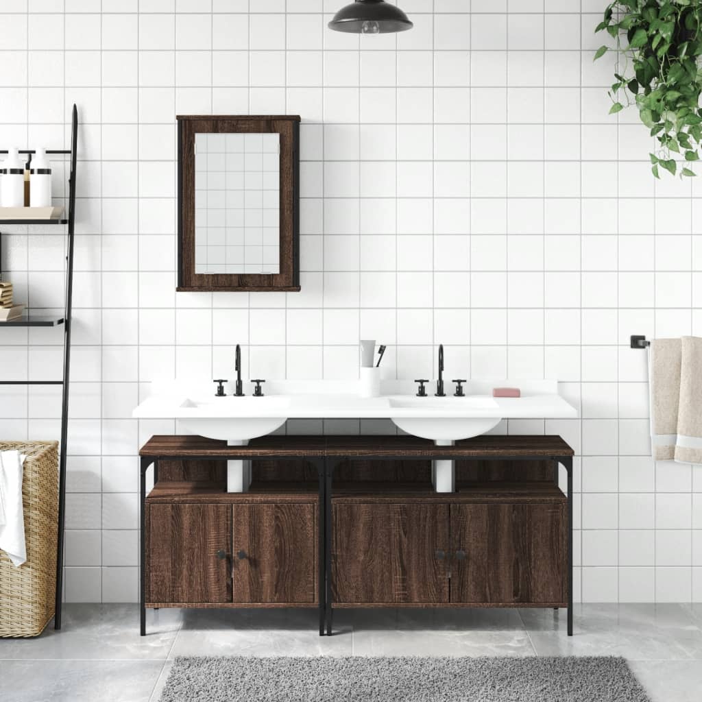 3 Piece Bathroom Furniture Set Engineered Wood