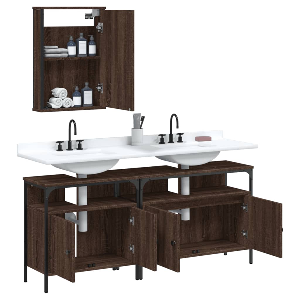 3 Piece Bathroom Furniture Set Engineered Wood