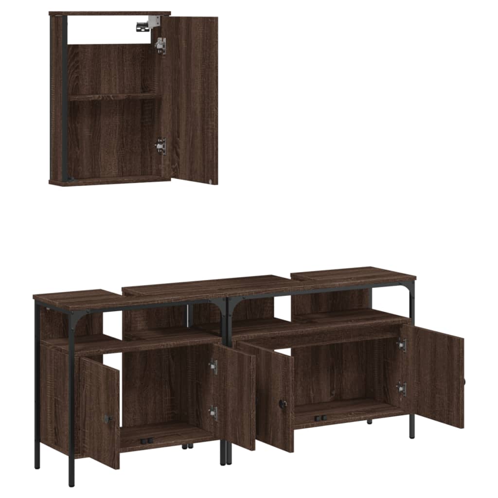 3 Piece Bathroom Furniture Set Engineered Wood