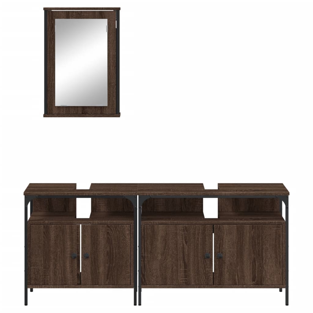 3 Piece Bathroom Furniture Set Engineered Wood
