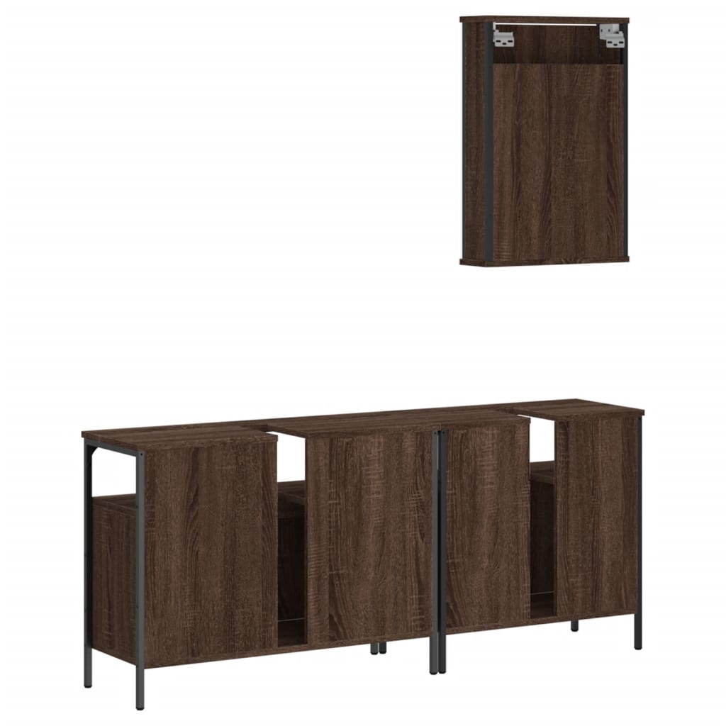 3 Piece Bathroom Furniture Set Engineered Wood
