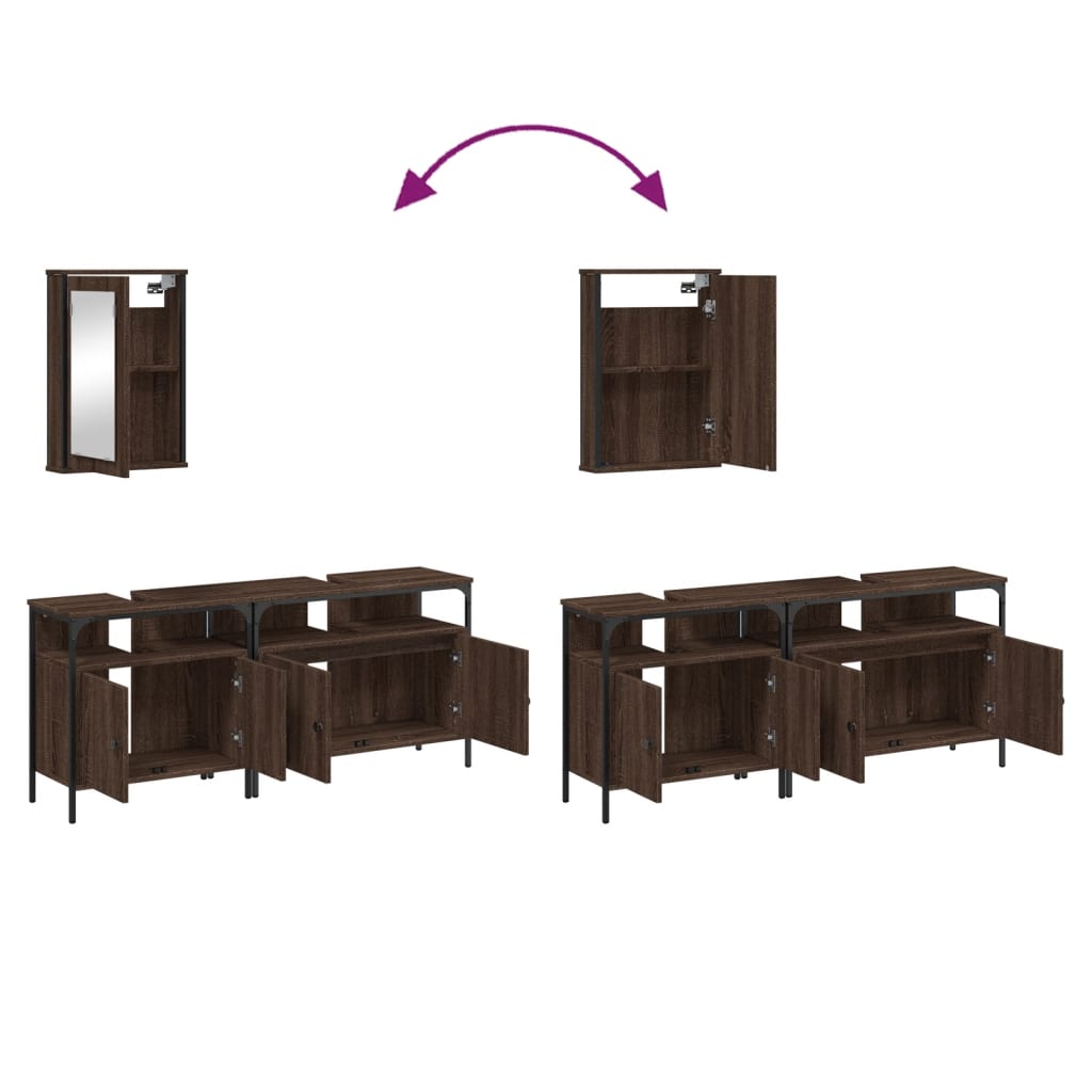 3 Piece Bathroom Furniture Set Engineered Wood