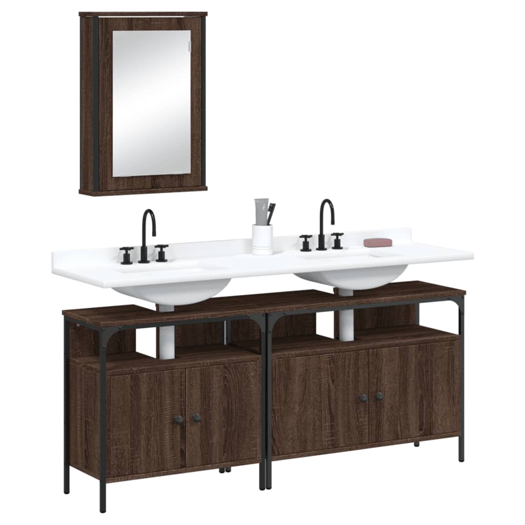 3 Piece Bathroom Furniture Set Engineered Wood