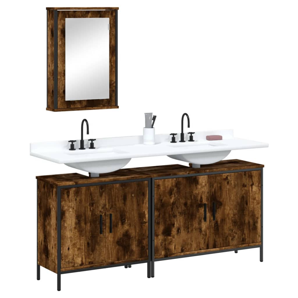 3 Piece Bathroom Furniture Set Engineered Wood