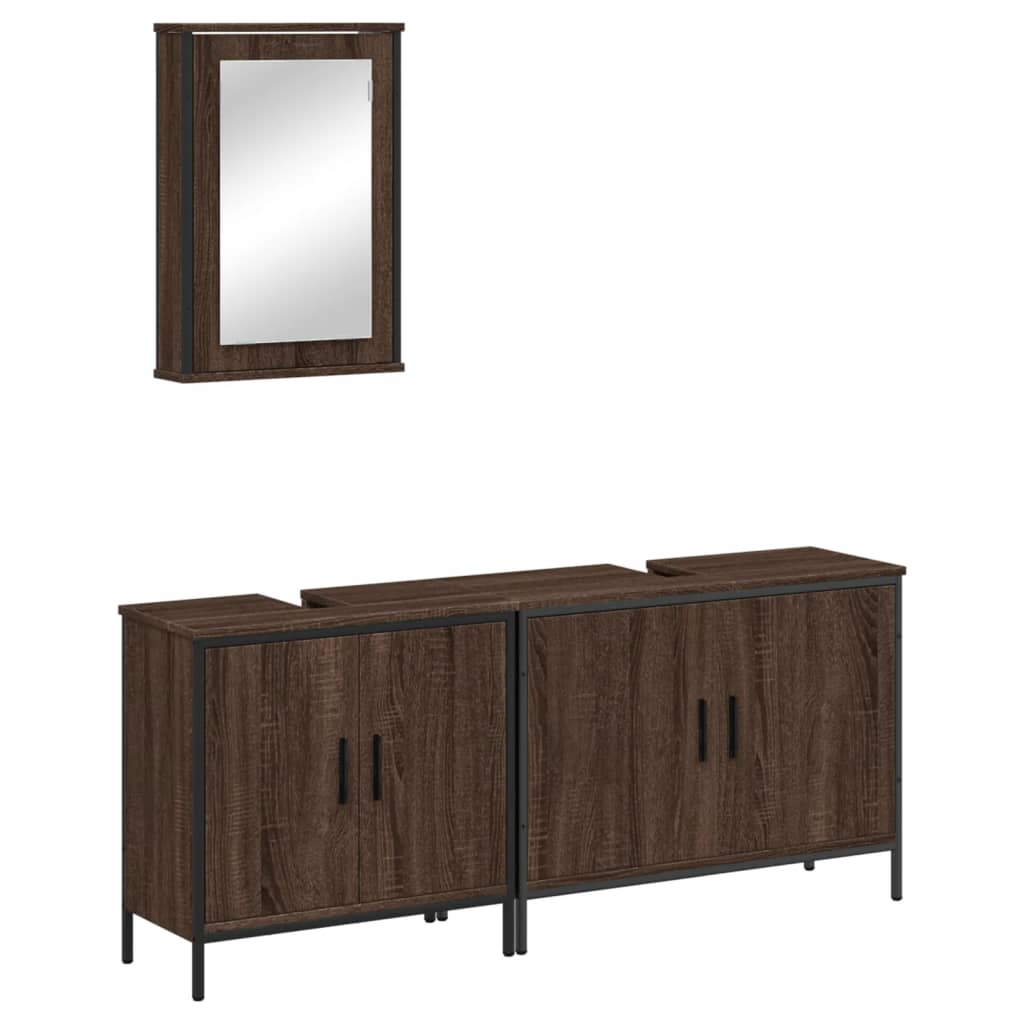 3 Piece Bathroom Furniture Set Engineered Wood