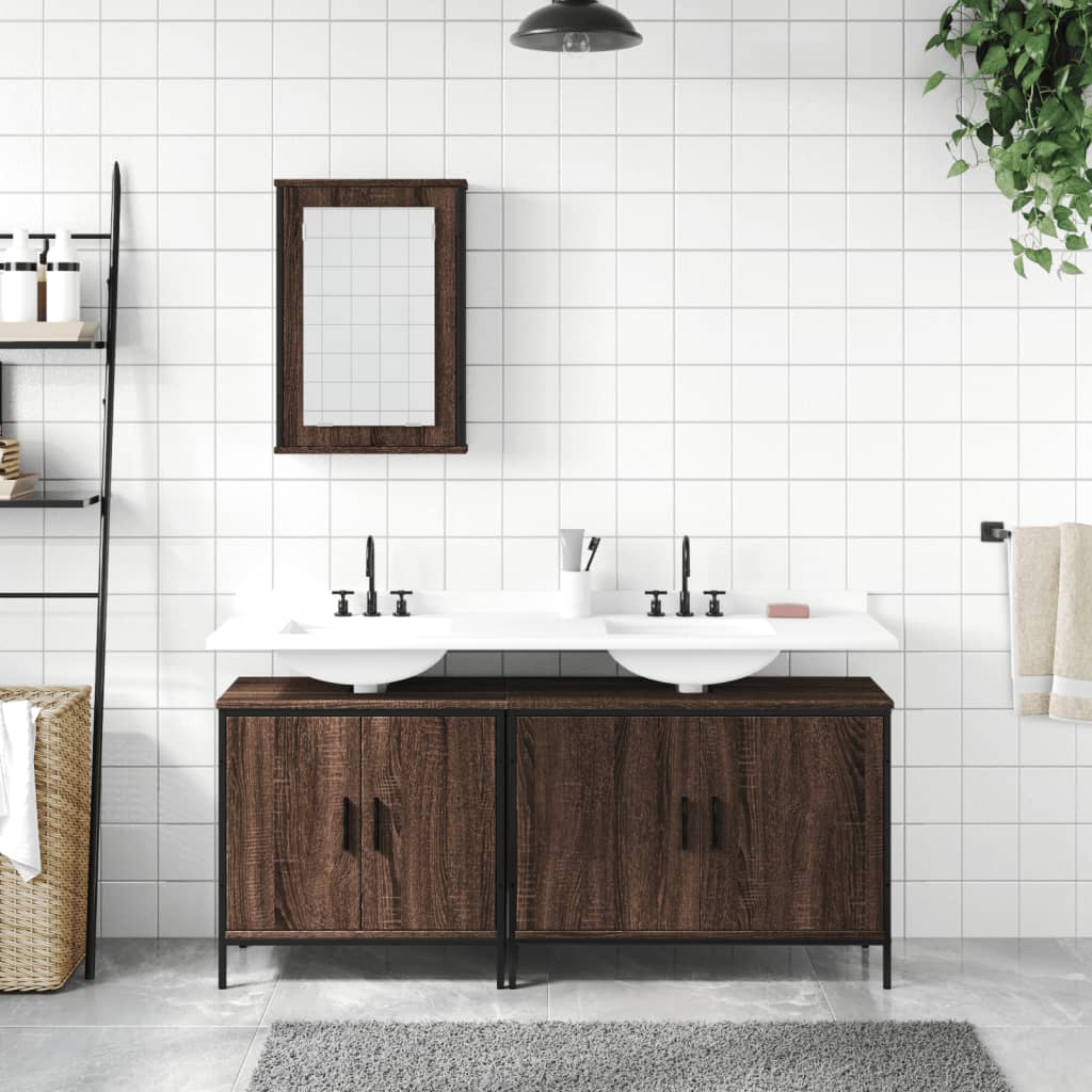 3 Piece Bathroom Furniture Set Engineered Wood
