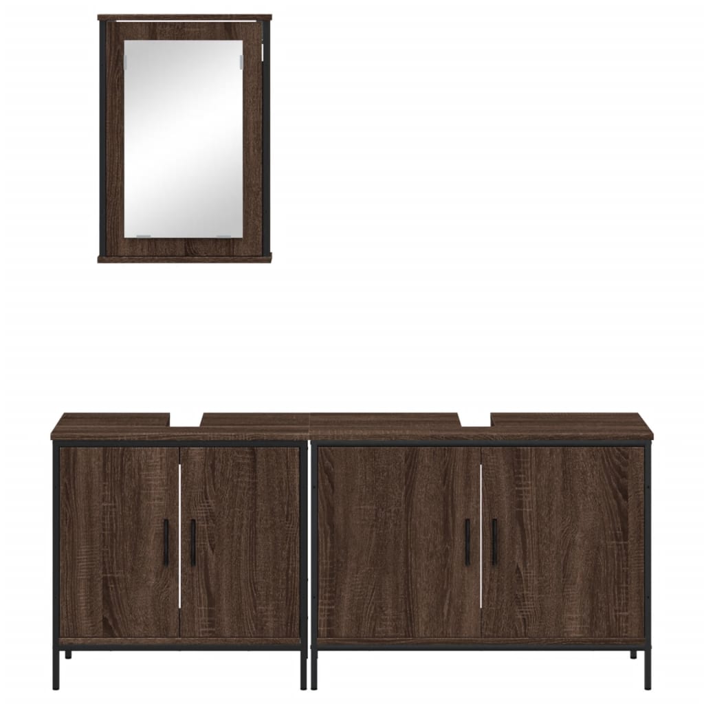 3 Piece Bathroom Furniture Set Engineered Wood