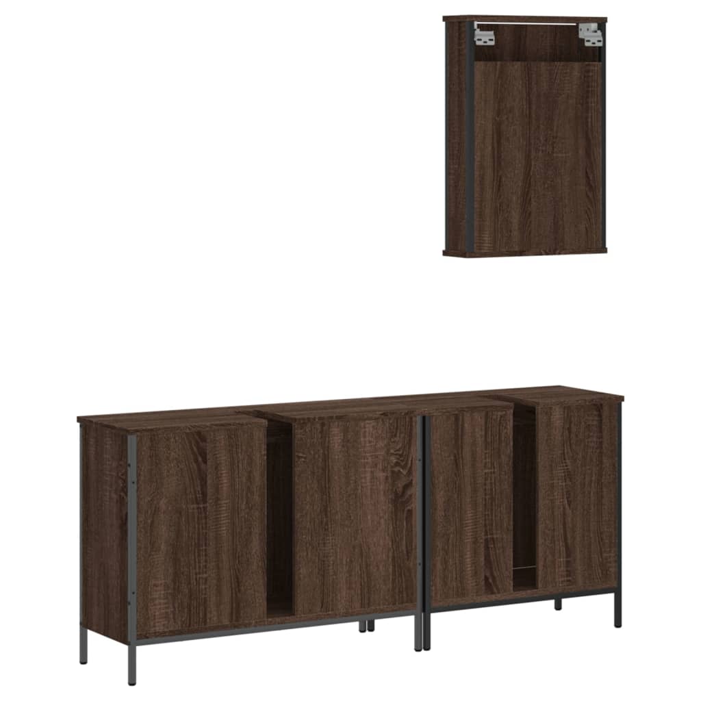 3 Piece Bathroom Furniture Set Engineered Wood