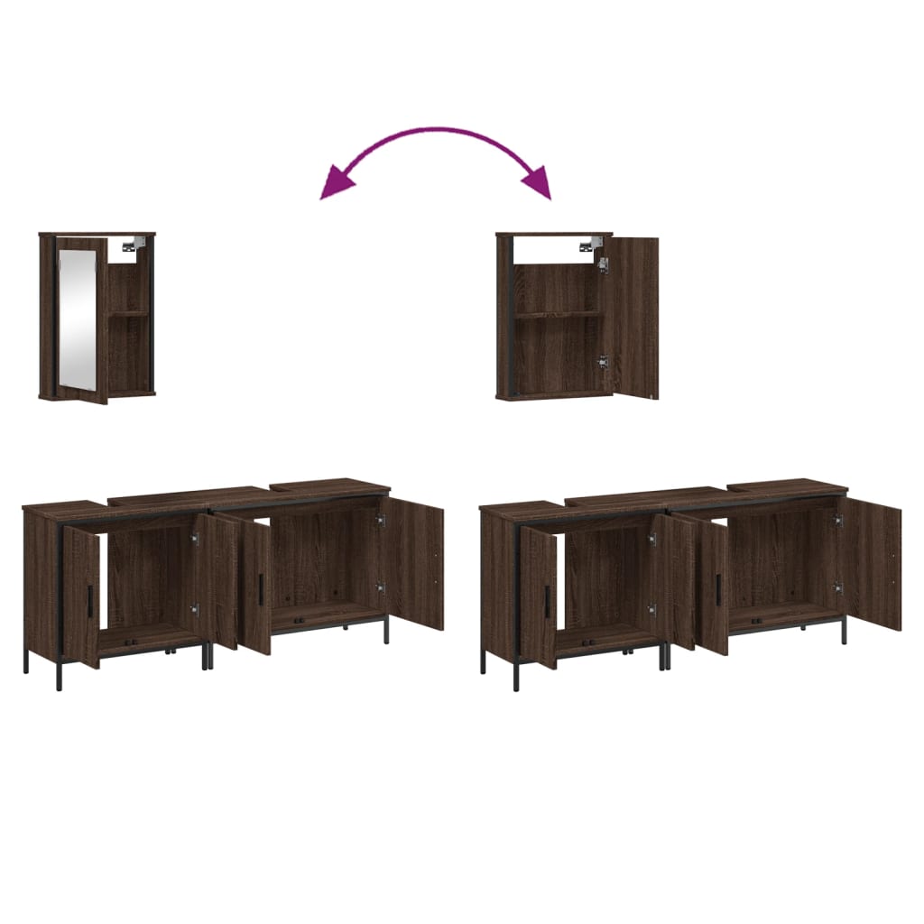 3 Piece Bathroom Furniture Set Engineered Wood