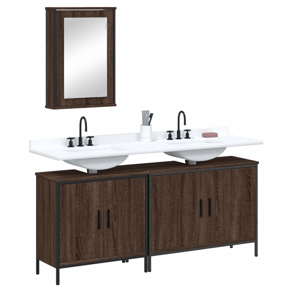 3 Piece Bathroom Furniture Set Engineered Wood