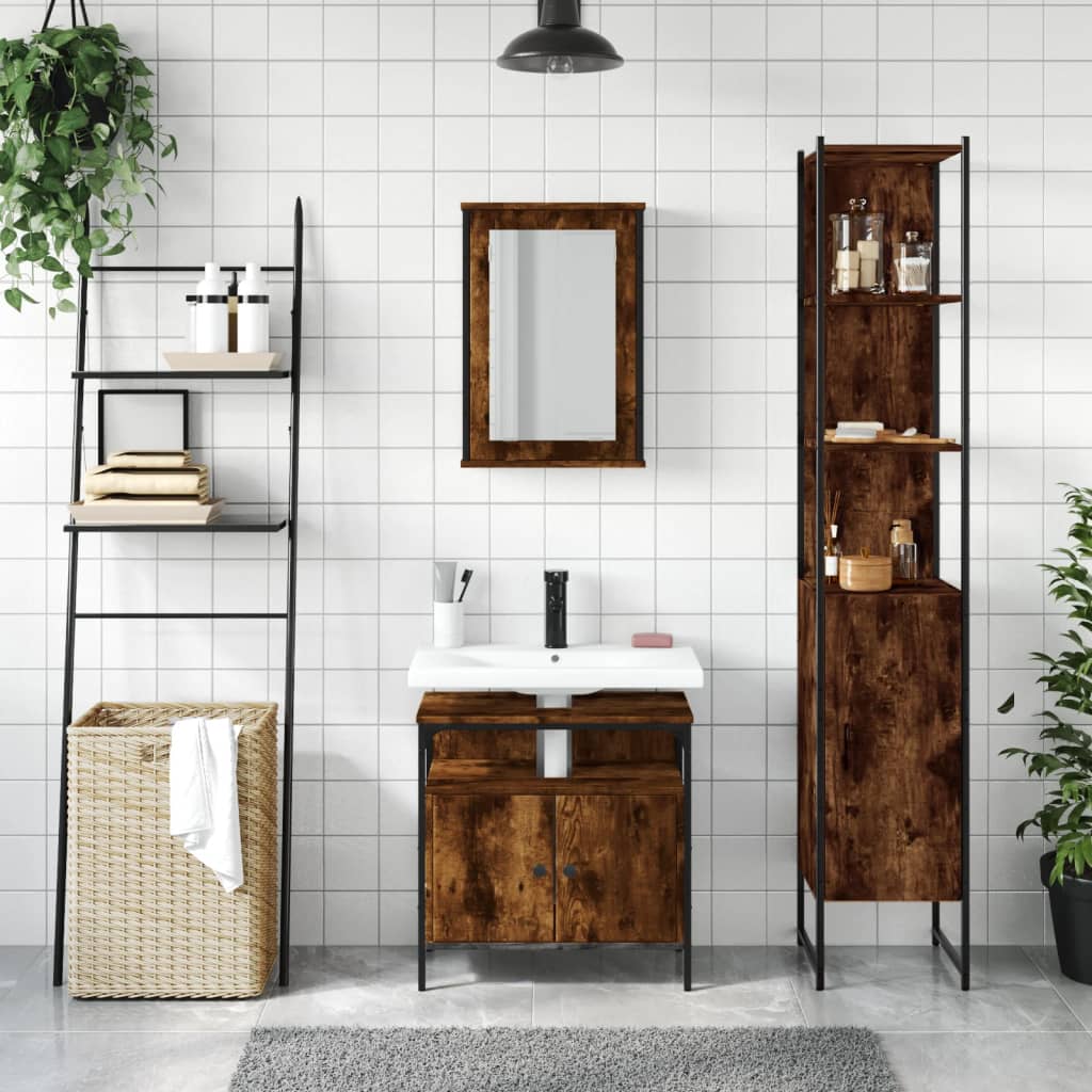 3 Piece Bathroom Furniture Set Engineered Wood