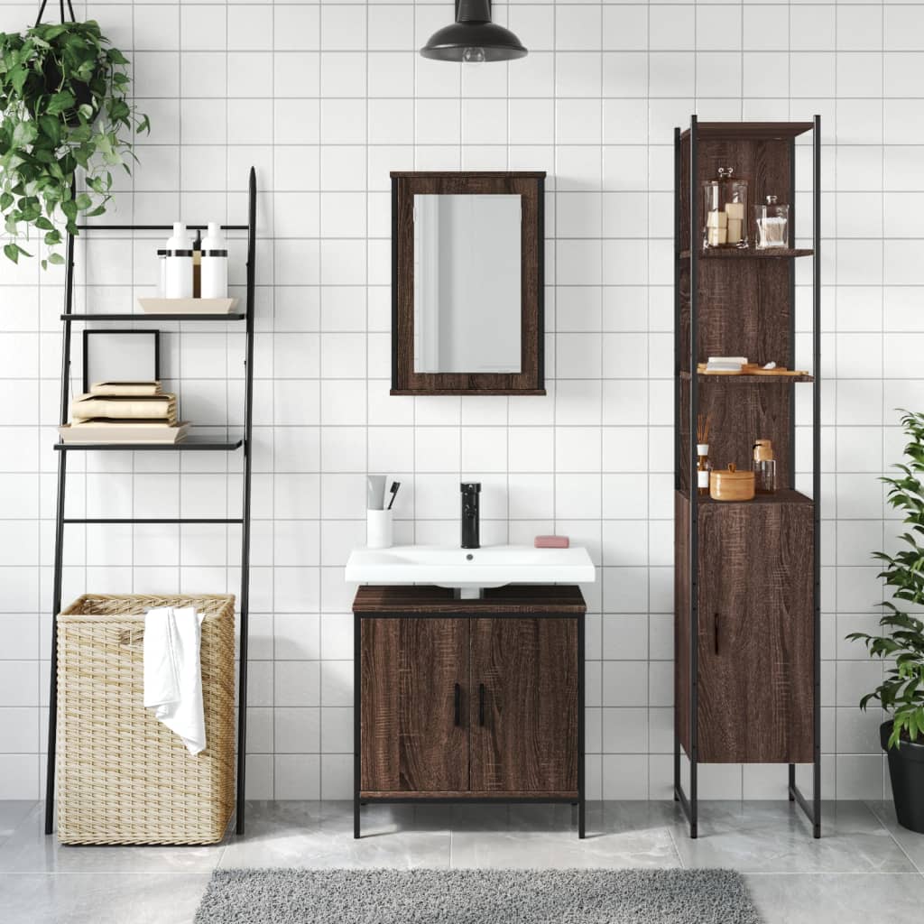 3 Piece Bathroom Furniture Set Engineered Wood.