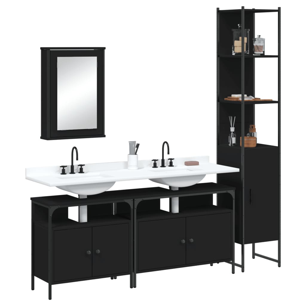 4 Piece Bathroom Furniture Set Engineered Wood