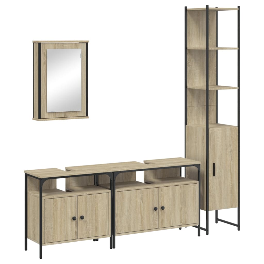 4 Piece Bathroom Furniture Set Engineered Wood