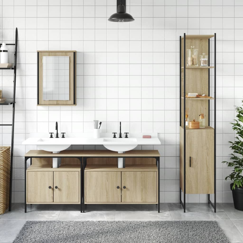 4 Piece Bathroom Furniture Set Engineered Wood