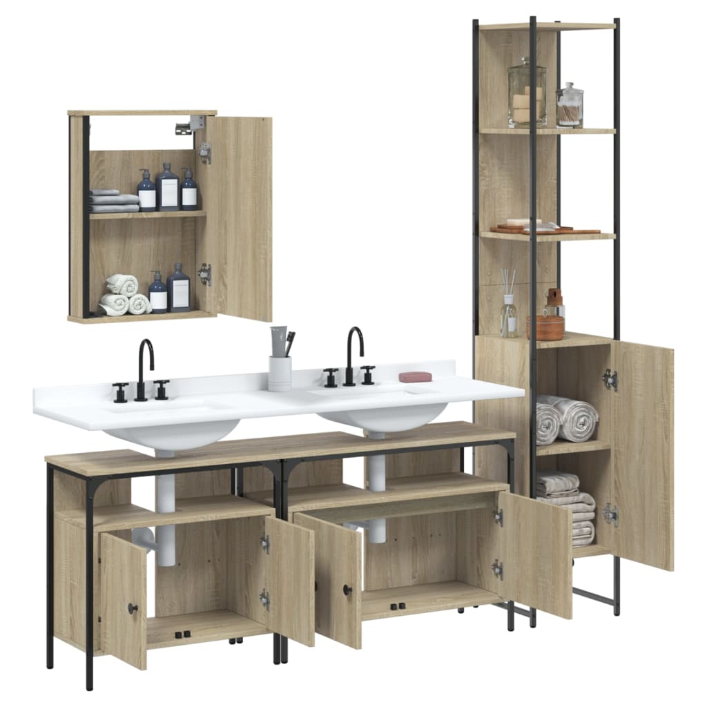 4 Piece Bathroom Furniture Set Engineered Wood
