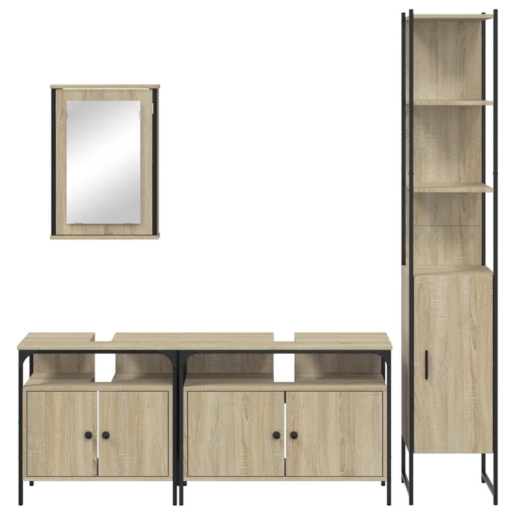 4 Piece Bathroom Furniture Set Engineered Wood