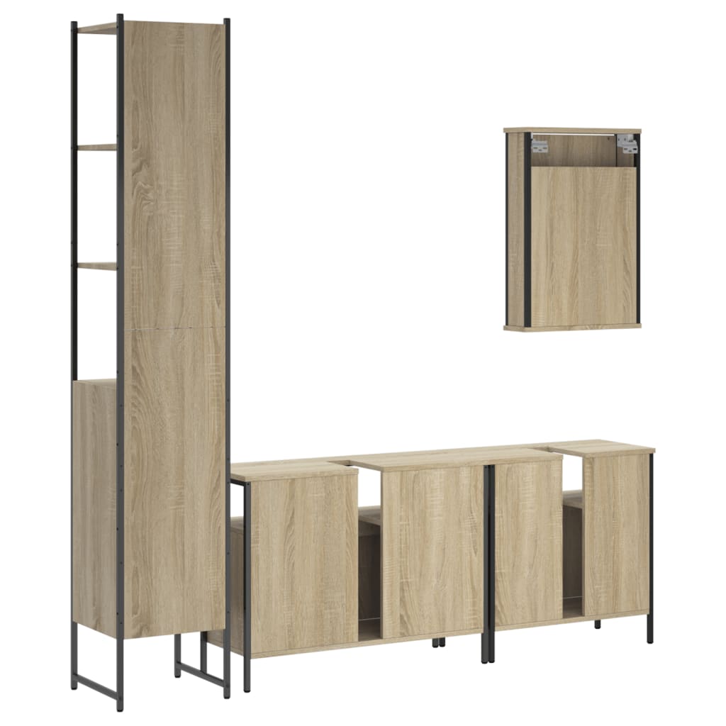 4 Piece Bathroom Furniture Set Engineered Wood